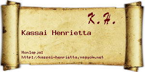 Kassai Henrietta névjegykártya